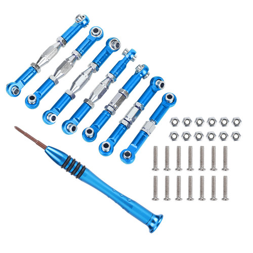 7pcs RC Car Metal Servo Pull Rod with Screwdriver fit for WLtoys 144001 1/14 RC CarBlue