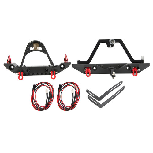 RC Aluminum Alloy Front Rear Bumper with LED Light for TRX4/SCX10 90046 90047 1/10 RC CarBronze