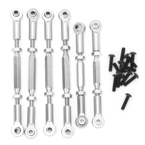 6Pcs RC Car Pull Rod Set Upgraded Accessories Fit for ECX 1/10 2WD RC Hobby CarSilver for ECX1046S