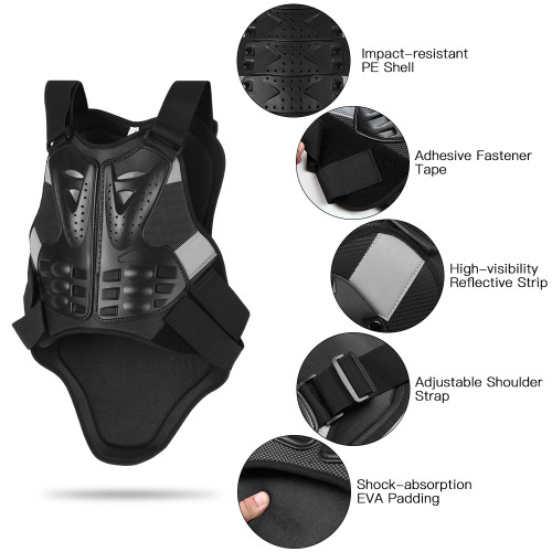 Men Motorcycle Armor Vest Body Chest Spine Back Protector Protective Jacket for Cycle Skating Skiing Skateboarding