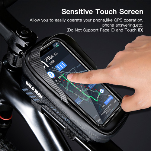 Bike Phone Bag Waterproof Top Tube Bag Bicycle Touchscreen Phone Mount Bag Cycle Frame Bag Fits Cellphones Below 6.8''