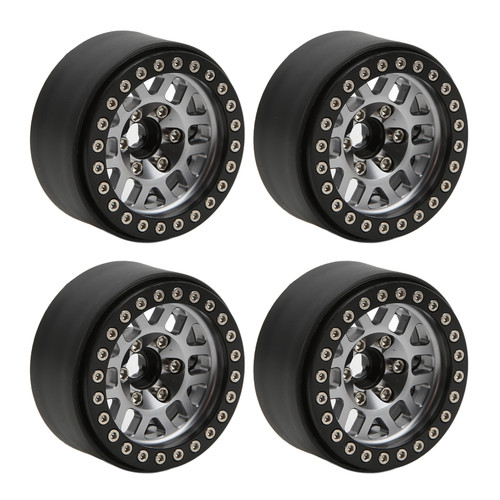 4pcs/set 1.9in Aluminum Alloy Beadlock Wheel Rims for Axial SCX10 90046 RC Crawler Car PartsTitanium