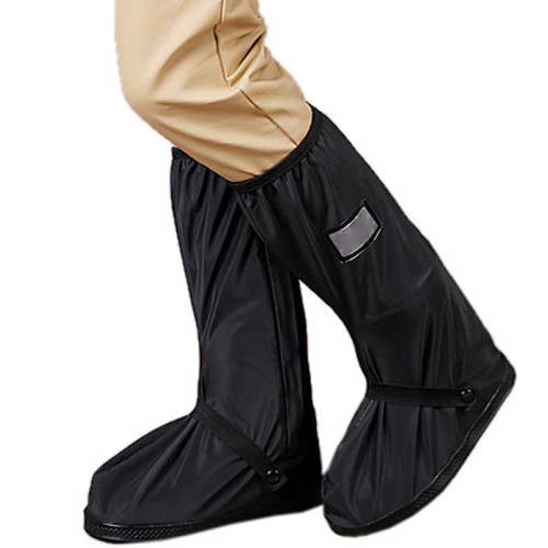 Rainproof Shoes Covers Thickened Bottom High Cylinder Boot Shoes Covers for Outdoor Walking Cycling Black L