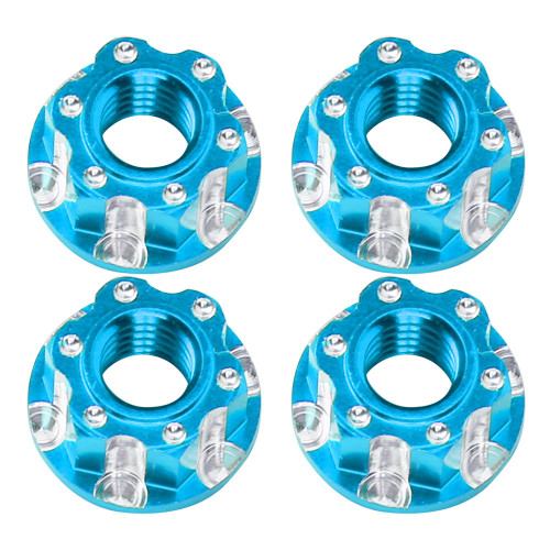 4pcs M4 Carving Hexagonal Nuts Aluminum Alloy Fit for HSP Sakura D3 D4 1/10 RC CarBlue
