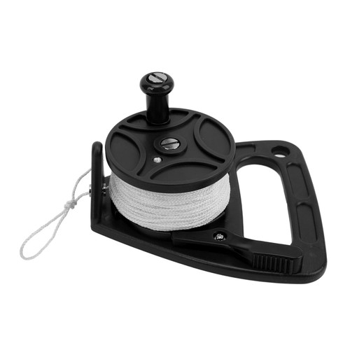 150ft Scuba Diving Reel Spool with Thumb Stopper for Safety Underwater Diving SnorkelingBlack and White