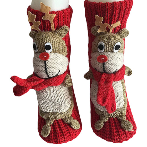 Christmas Floor Socks Non Slip Knit Sweater Socks Winter Thick Warm Socks Cartoon 3D Cute Animal Socks Funny Household Slipper Socks