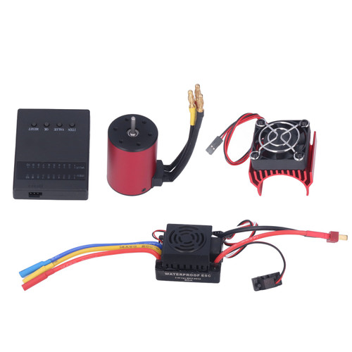 S3650 3100KV Waterproof Brushless Motor 60A Brushless ESC Motor Cooling Fan ESC Programming Card Combo for 1/10 RC Car