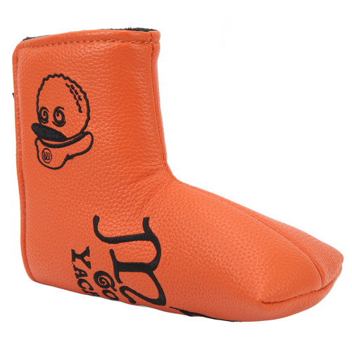 Golf Putter Headcover Orange Sailor's Hat Pattern PU Waterproof Surface Thickened Fleece Lining Magnetic Closure Putter Protective Covers L Shaped