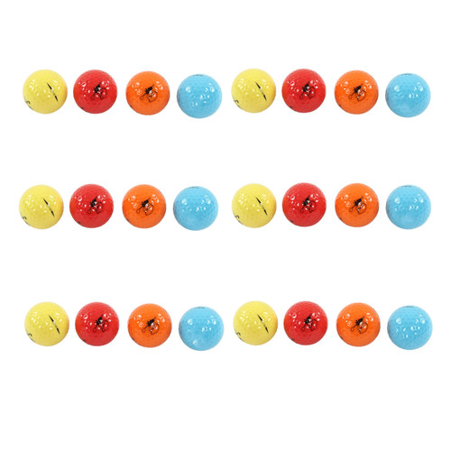 24Pcs Golf Ball Set Rubber Colorful Good Resilience 2 Layer Golf Ball for Women Entry Level Players B155