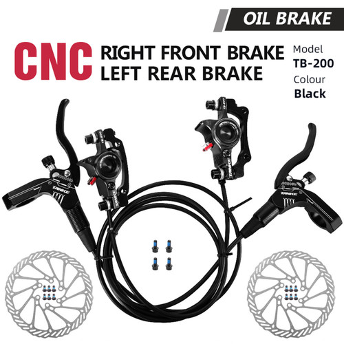 Bicycle Hydraulic Disc Brakes Front Rear Calipers Set for MTB Mountain Bike Left Right Brake Lever Kit with 160mm Disc Rotor