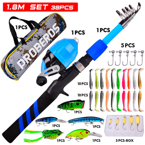 1.8m Children Fishing Pole Ultralight Fishing Rod Ultralight+Fishing Reel+Fishing Lures Fishing Tackle Storage Bag