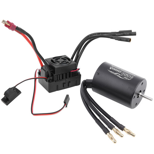 Surpass Hobby 3650 Brushless Motor 60A ESC Black Waterproof Set Fit for 1/10 RC Car(3900KV )