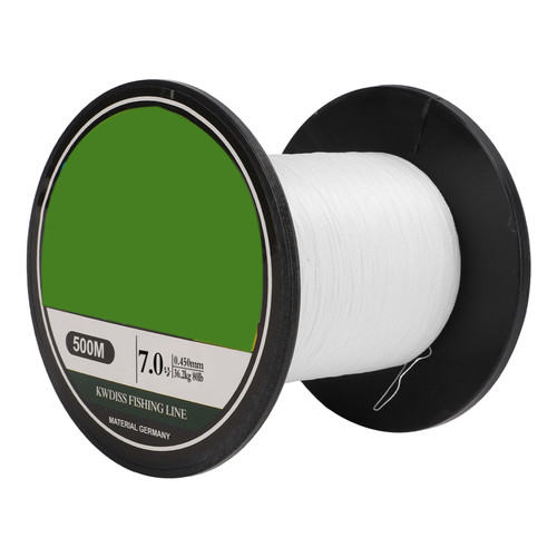 PE Braided Fishing Line Abrasion Resistance 4 Strand Braid Sea Fishing Line 500m for Freshwater Saltwater White7.0
