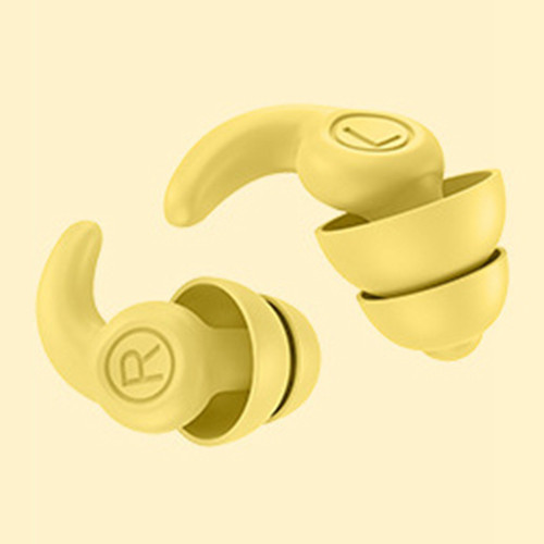 1 Pair Silicone Ear Plugs for Sleep Noise Reduction Sound Isolating Noise Cancelling Reusable Earplugs Third Generation Yellow