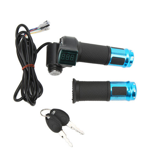 1 Pair Electric Scooters Throttle Grip Speed Controlled Digital Throttle Grip with Lock for Electric Vehicle 12V‑99VBlue Handle Sleeve
