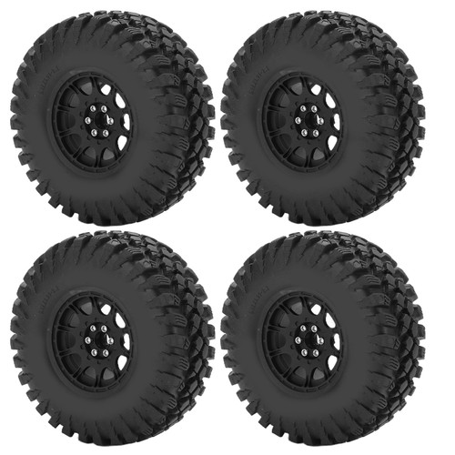 1/10 RC Car Tire Stable Wear Resistant Simulation Aluminum Alloy Automobile Wheel and Tire SkinBlack