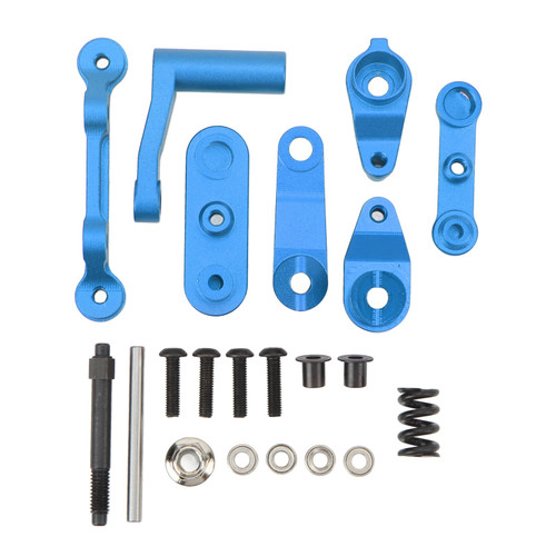 RC Steering Assembly Aluminum Alloy Upgrade Part RC Steering Bellcrank Set for LOSI Baja Rey Rock Rey 1/10 RC Cars Dark Blue