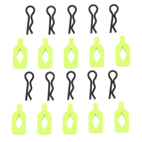 10Pcs RC Body Clips Pins Lightweight Sturdy Durable RC Body Clips Bent R Pins Fit for Axial 1/24 SCX24 AXI206000 RC Car Green