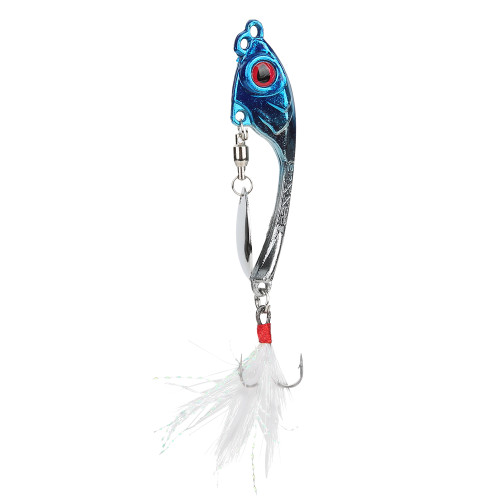 Zinc Alloy Rotating Feather Hook Sequin Lifelike Artificial Bait Fishing Lure Swimbait AccessoryBlue