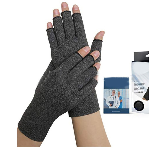 1 Pair Arthritis Compression Gloves Arthritic Joint Pain Relief Fingerless Hand Gloves for Computer Typing and DailyworkL/XL