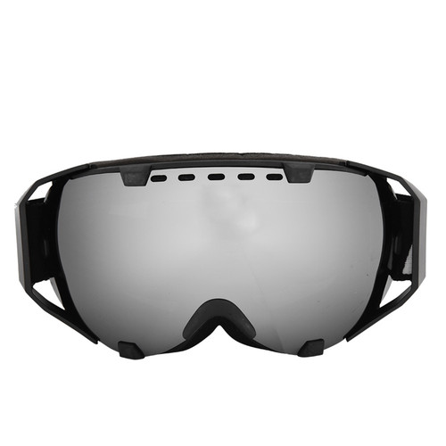 MSD72S Unisex Colorful Fashionable Anti Fog Large Spherical Double Layer Outdoor Skiing Sports Goggles Glasses(Black Frame Silver Lens )