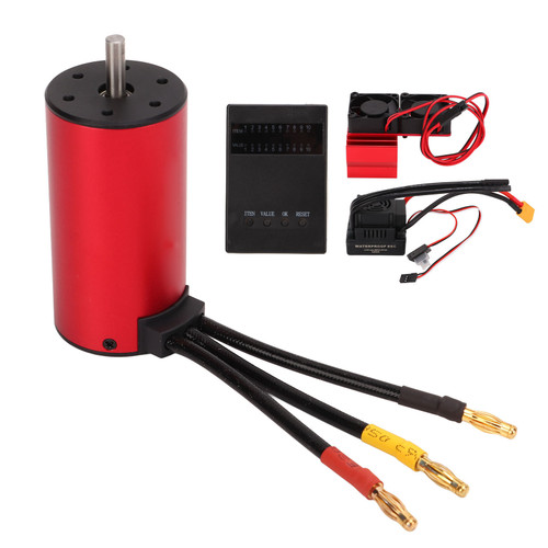 S3670 2150KV Brushless Waterproof Motor with XT60 Plug 120A ESC Dual Fan Motor Radiator Programming Card Set for HSP 1/8 RC Crawler Car