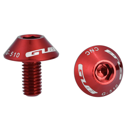 GUB G-510 2Pcs M5 * 12mm Bike Bicycle Water Bottle Cage Holder Bracket Screw Bolts(Red)