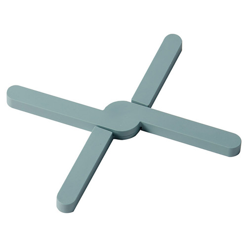 Foldable Trivet Mat Non Slip Collapsible Cross Design Trivets TPR Heat Resistant Hot Pot Pans Holder for Kitchen Gray Green