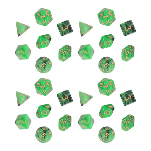 4 Set Plastic Polyhedral Dice Learning Polyhedral Dice Cubes with Clear Gold Numbers for Math Teaching Board Games Green