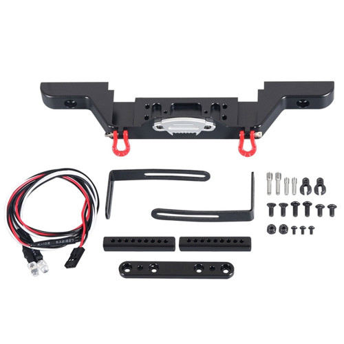 1/10 Front Bumper AntiCollision Metal RC Accessories with LED Light for SCX10 Traxxas TRX4 Defender D90