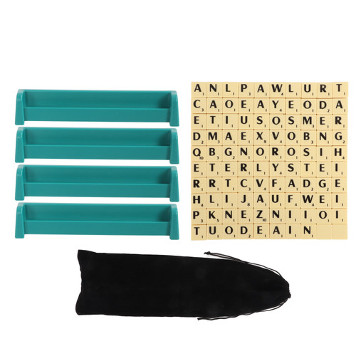 Plastic Alphabet Spelling Game Tile Lock Alphabet Game with 100 Chess Pieces and 4 Chess Piece Stand