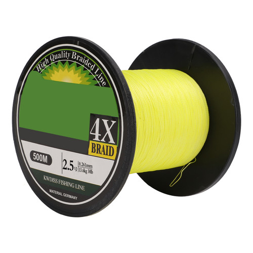Braided Fishing Line 546 Yards 4 Strands PE Line Abrasion Resistant Braided Fishing Wire Yellow2.5