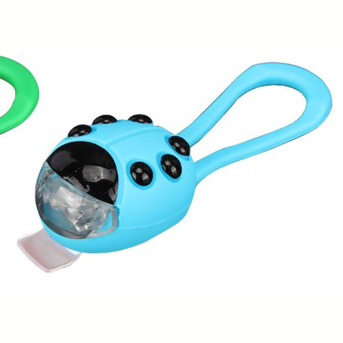 Bike Headlight Kids Scooter LED Front Lamp Ladybug Shape Handlebar Light Warning Light for Outdoor Dark Situation(Blue Shell Red Light )
