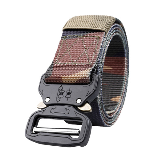 Outdoor Training Belt Nylon Webbing Belt Breathable Waist Belt with Metal Buckle for Camping Hunting Hiking 3.8cm Width