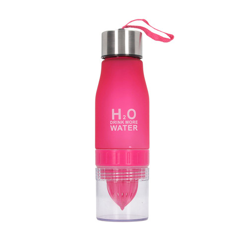 Lemon Juice Squeezer Fruit Infuser Outdoor Travel Portable Leakproof Water Bottle for Men Women 650ml Pink