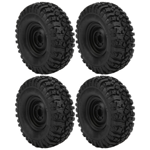 4pcs 1.9in RC Crawler Wheel Tires with Aluminum Alloy Wheel Hubs for 1/10 RC CrawlerBlack