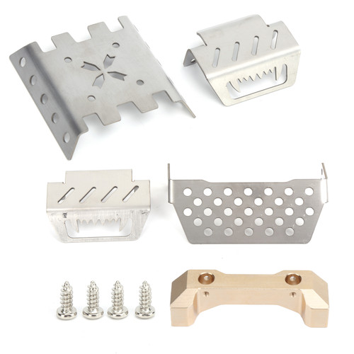 4pcs Guard Plates Stainless Steel Chassis Protector Guard Armor with Screws Bumper Mount for YK4102 1/10 RC Car