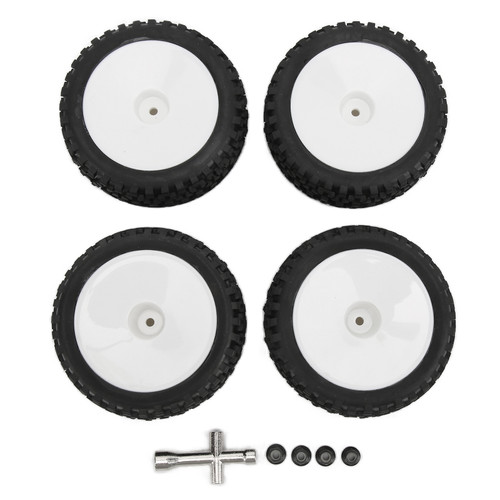 4pcs RC Front Rear Tires and Wheels with 12mm Hex for 1/10 RC Off Road Car Upgrade PartsWhite