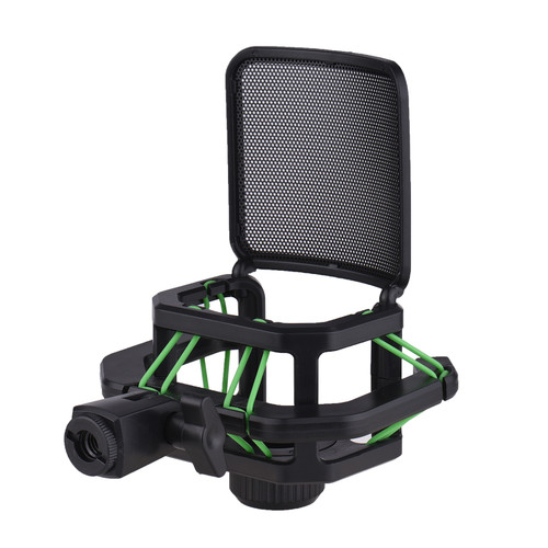 Plastic Microphone Shock Mount Anti-vibration Mic Holder Stand with Metal Pop Filter Universal Screw Adapter for Diameter 23.5mm-24.5mm