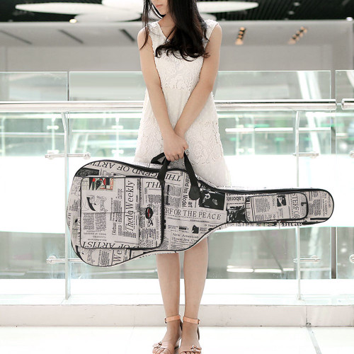 600D Water-resistant Oxford Cloth Newspaper Style Double Stitched Padded Straps Gig Bag Guitar Carrying Case for 40Inchs Acoustic Classic Folk Guitar