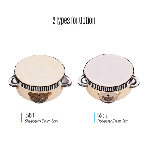 4 Inch Wooden Hand Tambourine with Metal Single Row Jingles Polyester Drum Skin Tambourines Entertainment Musical Timbrel for Adults Kids Dancine Singing Party