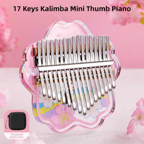 Kalimba Mini Thumb Piano 17 Keys Portable Musical Instrument Cartoon Cute Kalimba Thumb Piano Music Box Gift for Beginners Interesting Party Travel Thumb Piano Instrument