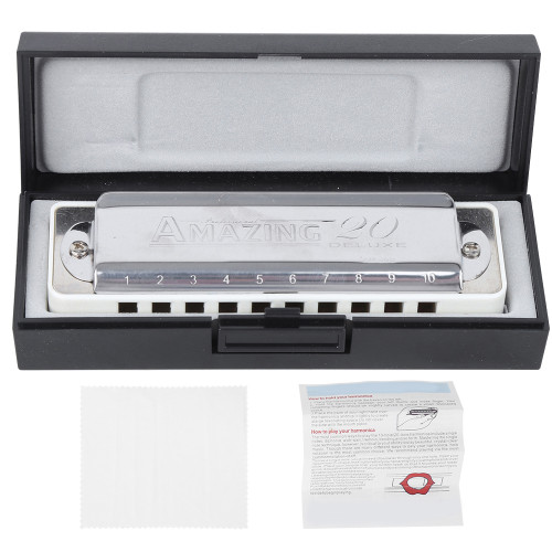 Blues Harmonica 10‑Hole Mouthorgan Eb Key ABS Resin Comb Beginner Gifts Professional(White )