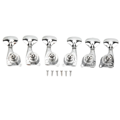 1:18 Gear Ratio Guitar Tuners Knob Enclosed Robust Silver Electric Guitar String Knob Tuning Pegs 3L3R