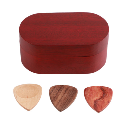 Wooden Guitar Pick Box Set Plectrum Storage Holder Case Gift Solid Wood Instrument Accessories