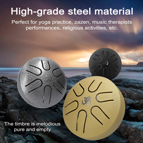 3 inch 6-Tone Steel Tongue Drum Hand Pan Drums with Drumsticks Percussion Musical Instruments