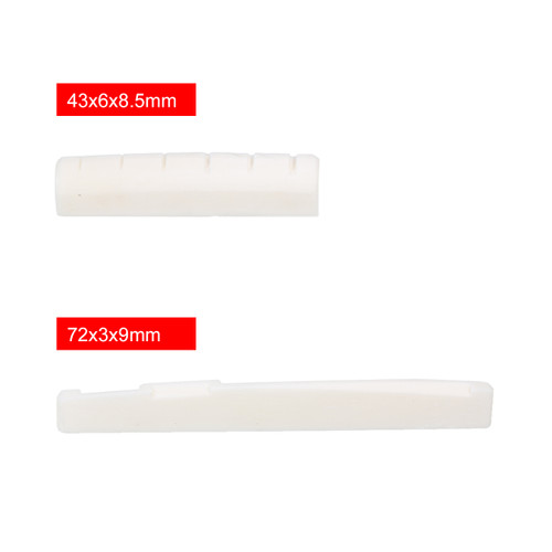 6 String Acoustic Guitar Nut and Saddle Pre-Slotted Bone Nut with Nut Files Set 320/240 Grits Sandpapers for Classical/Electric Guitar Parts Replacement Repair