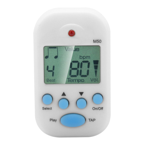 Meideal Mini LCD Digital M50 Metronome Beat Tempo Guitar Music Accessory with Battery(White)