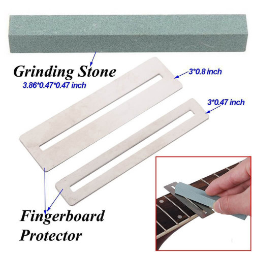 Stainless Steel Guitar Fret Polishing File Kit Fret Polishing Protection Gasket Grinding Stone Guitar Repairing Tool Musical Instrument DIY Set