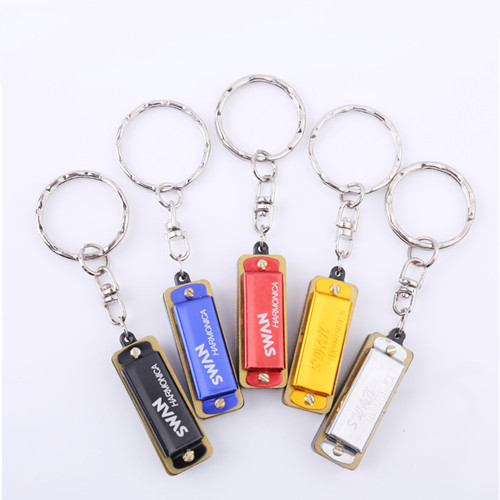 SWAN Keychain Harmonica 4 Holes 8 Tones Key of C Small Harmonica Decoration Mini Music Instrument for Beginners Students